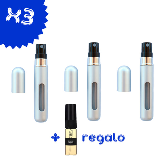 [X3] Atomizadores Perfume Recargables 8ml + Perfume de Regalo