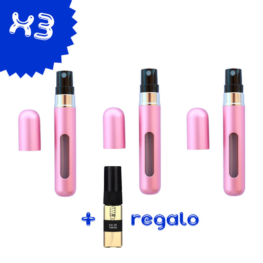 [X3] Atomizadores Perfume Recargables 8ml + Perfume de Regalo